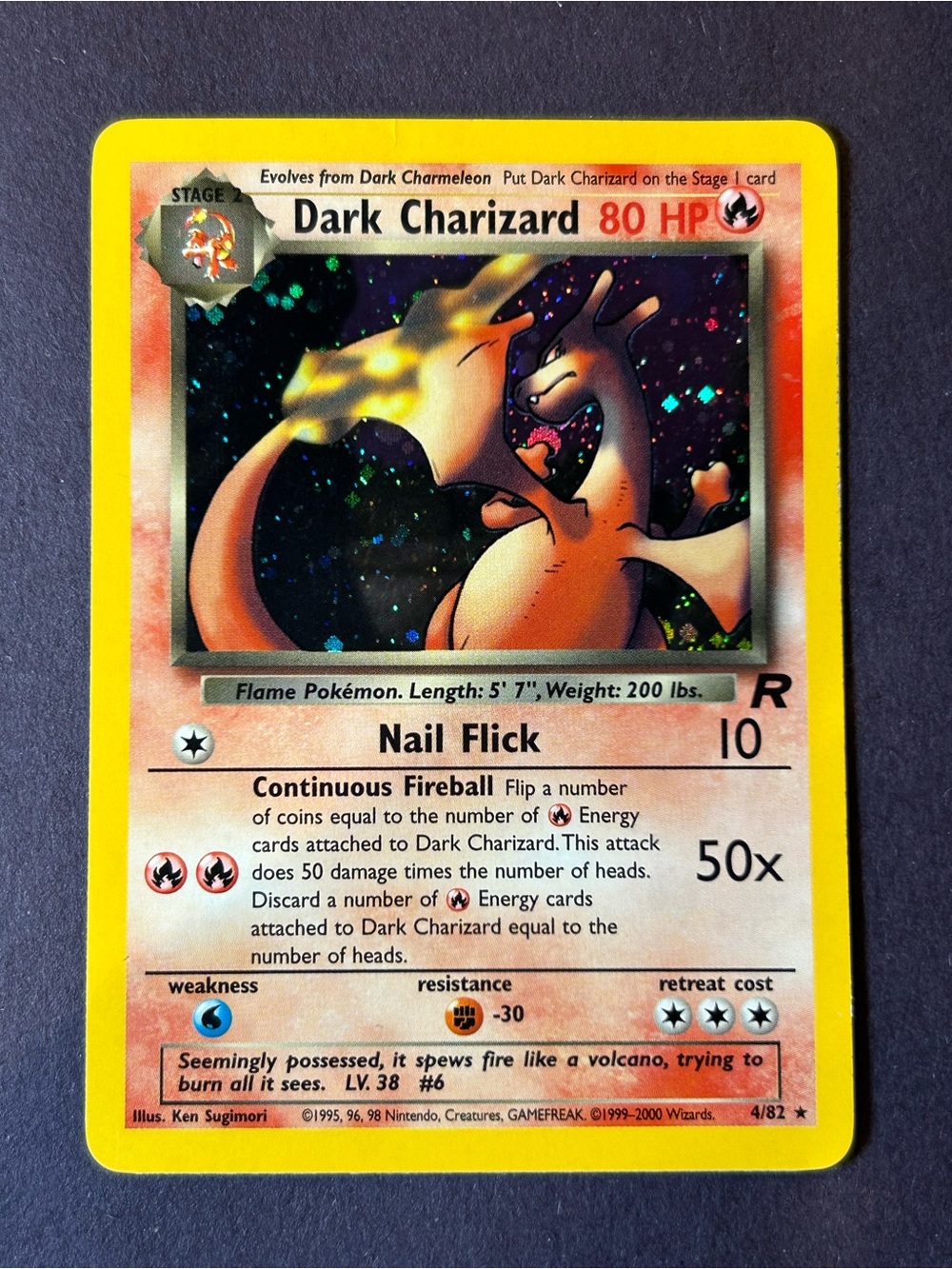 Dark Charizard Pokémon Card - Holo, 4/82 lightly played